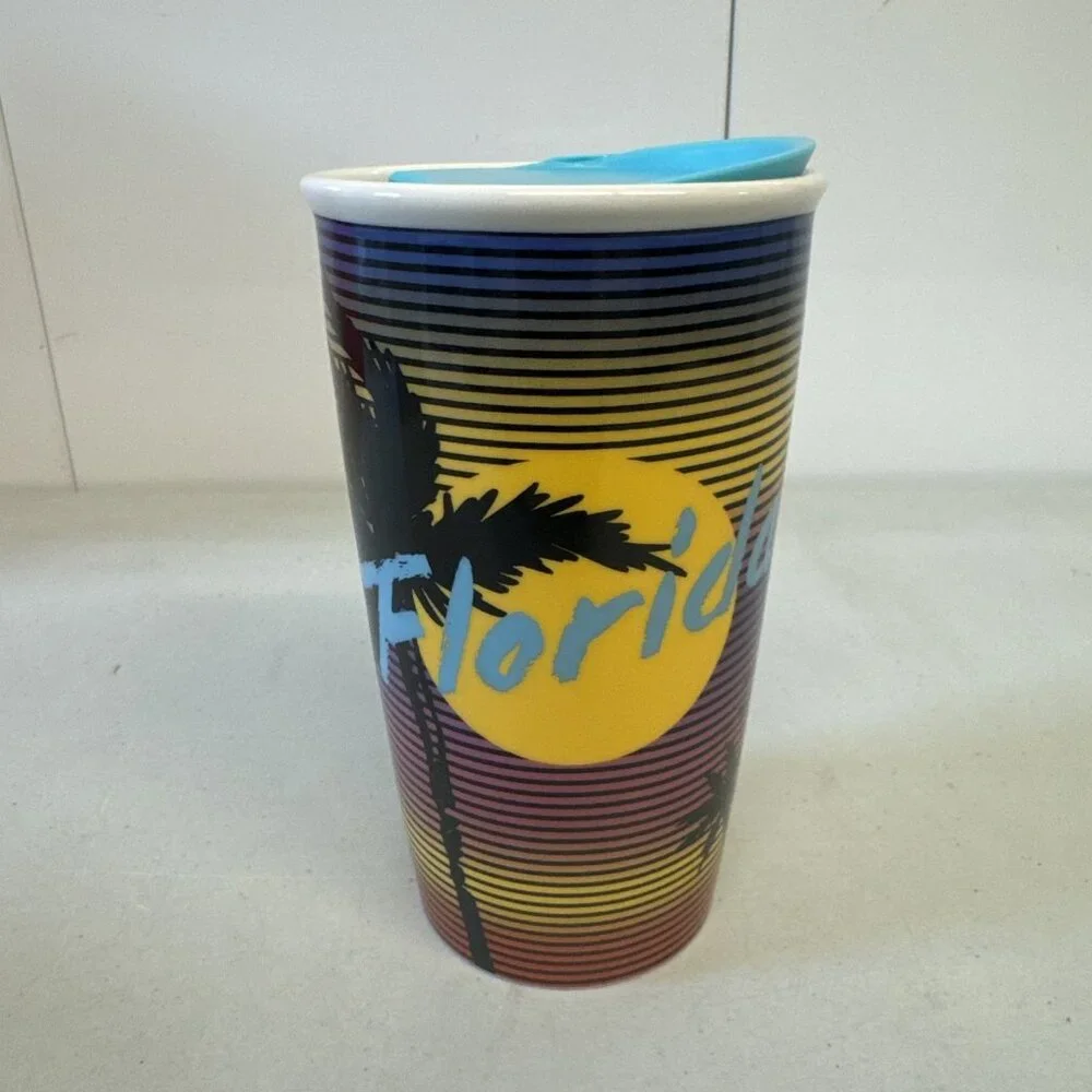 Starbucks Florida Retro Graphic Travel 12oz Double Wall Ceramic‎ Tumbler Cup